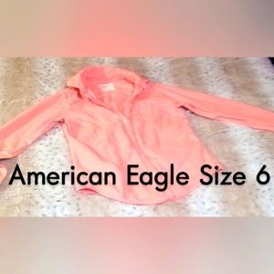 American Eagle, size 6(M), pink button down shirt/dress shirt.